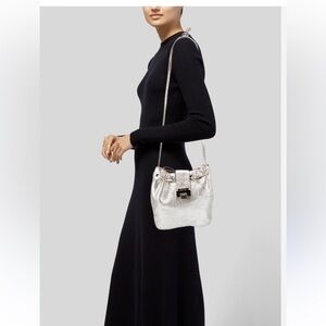 Jimmy Choo Leather Bucket Shoulder Bag Gold Metallic